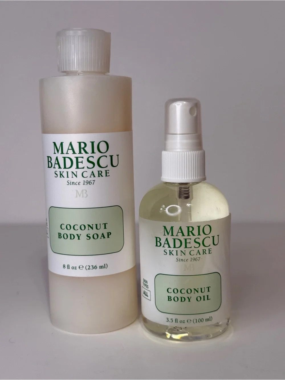 Mario Badescu Coconut Body Soap 8 oz & Body Oil 3.3 oz Bundle